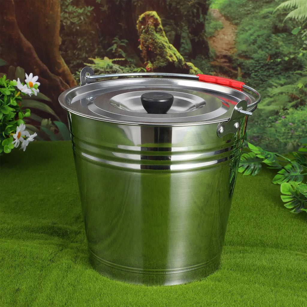 1Pcs Portable Water Bucket High-Quality Thickened Stainless Steel Milk Pail Multi-Functional Ice Storage Household Ranch Utility