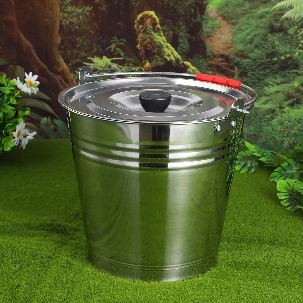 1Pcs Portable Water Bucket High-Quality Thickened Stainless Steel Milk Pail Multi-Functional Ice Storage Household Ranch Utility