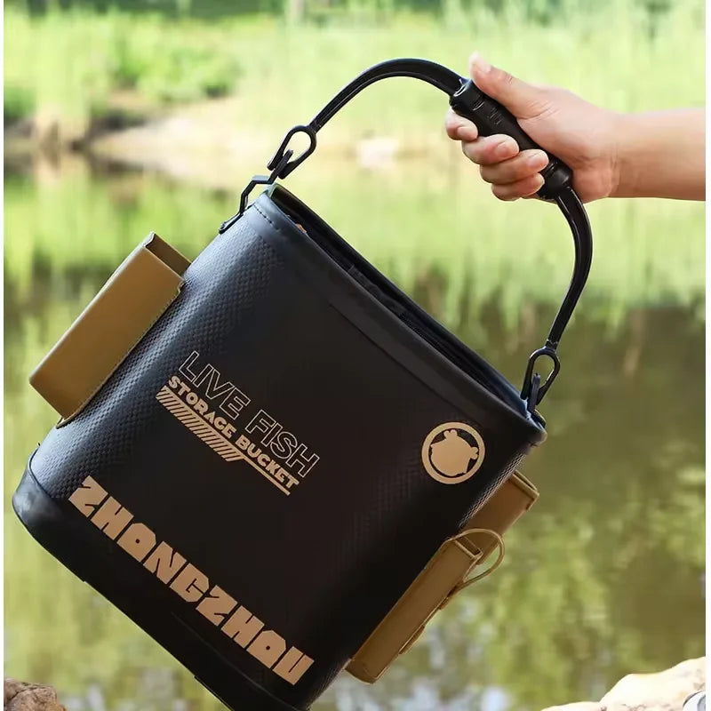EVA Fishing Bucket Foldable Live Fish Transport Box With Net Rope For Outdoor Camping Water Storage Bait Barrel Keeping Fresh