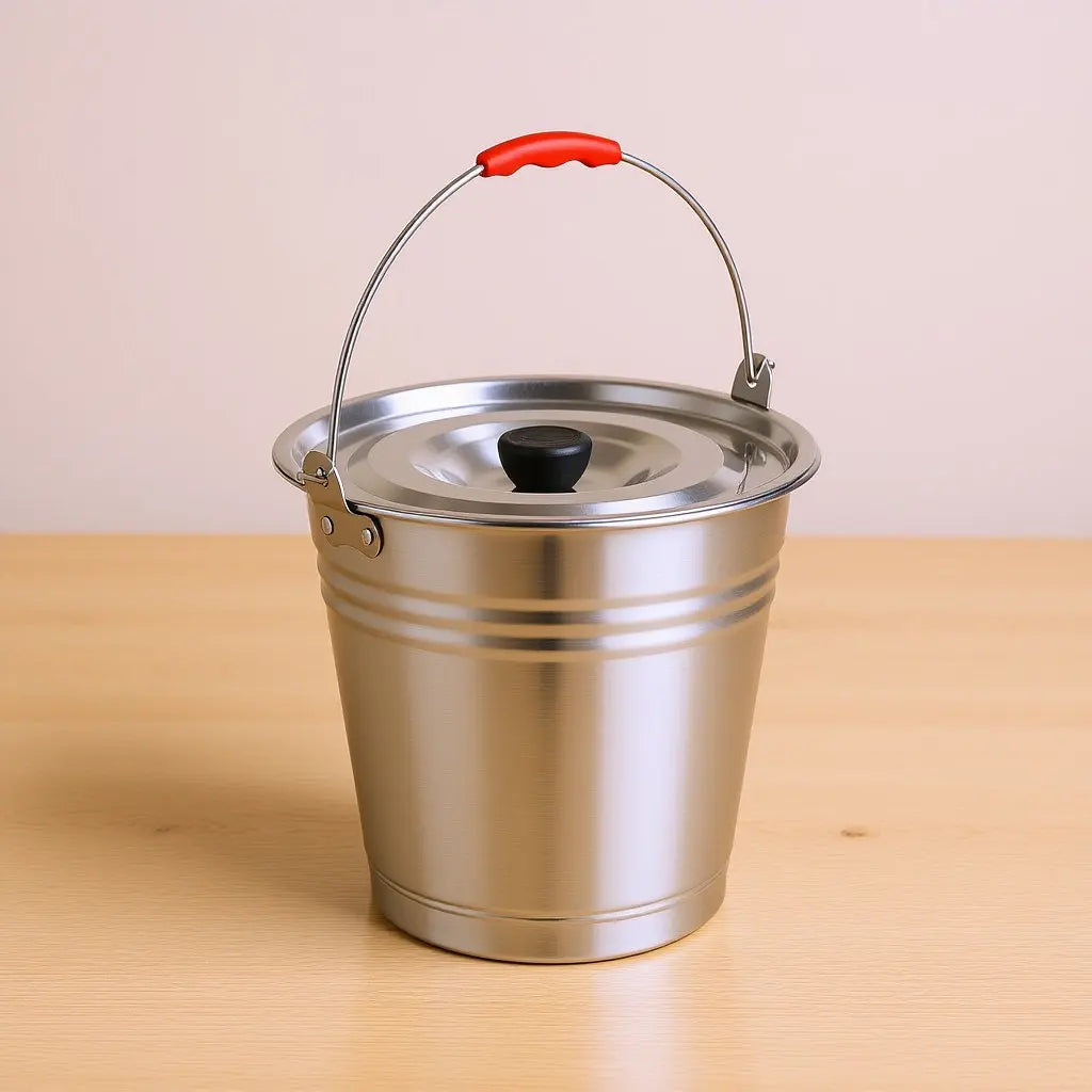 1Pcs Portable Water Bucket High-Quality Thickened Stainless Steel Milk Pail Multi-Functional Ice Storage Household Ranch Utility