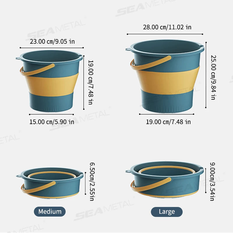 SEAMETAL Foldable Car Washing Bucket 5/10L Portable Durable Plastic Bucket for Outdoor Fishing Camping Universal Water Bucket