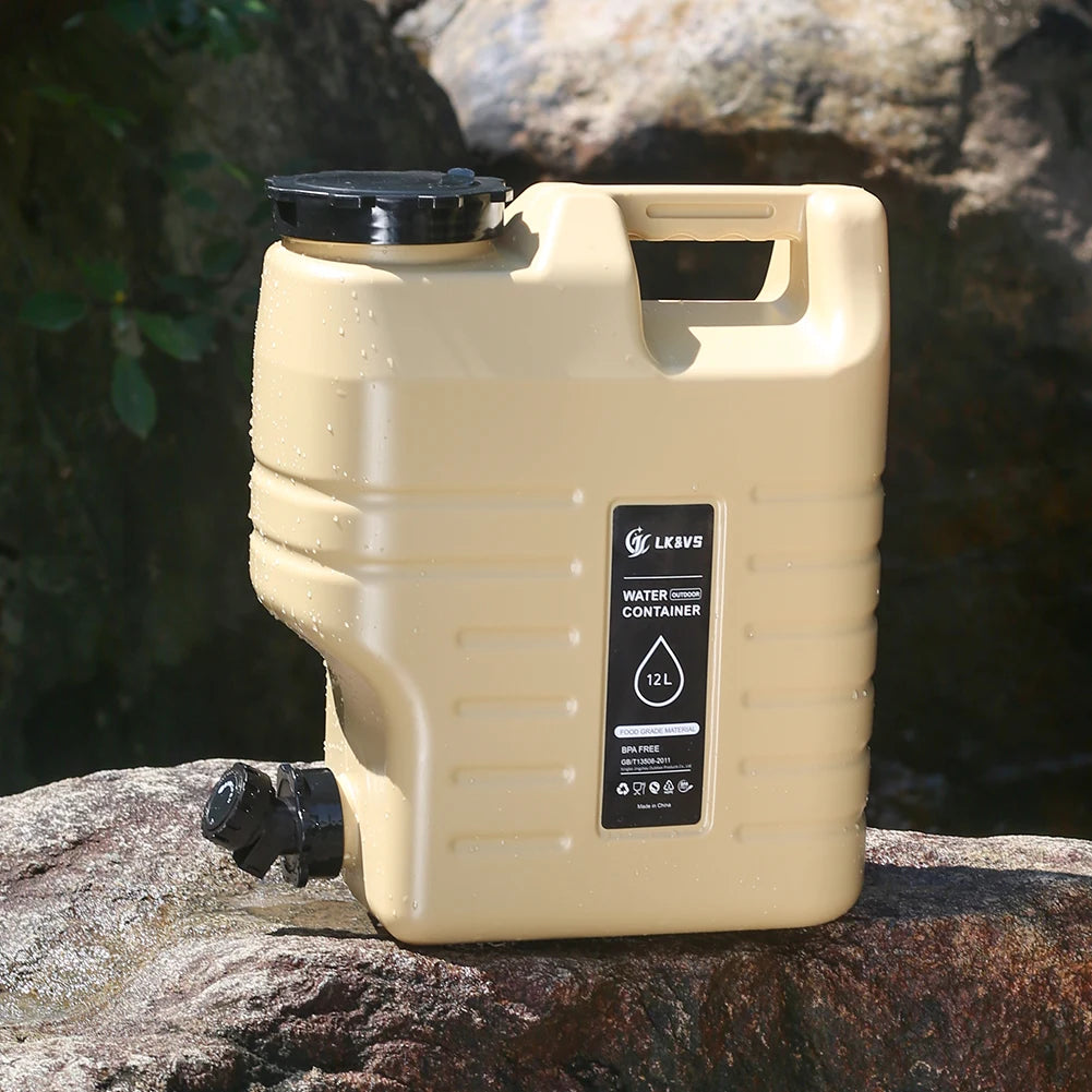 12L Water Storage Container Leak-Proof Drinking Water Bucket Large Capacity Water Container Jug for Vehicle Car Camping